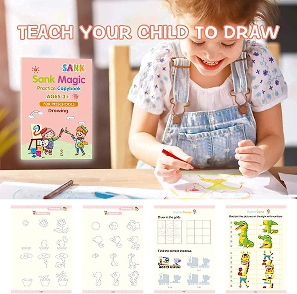 Practice Copybook for Kids, 4 Books with Pen