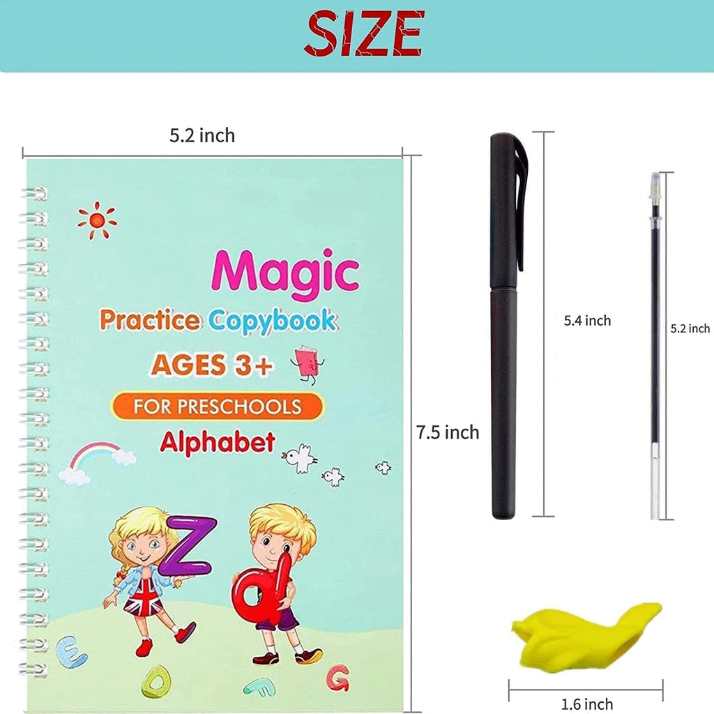 Practice Copybook for Kids, 4 Books with Pen