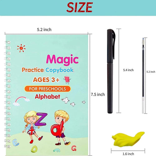 Practice Copybook for Kids, 4 Books with Pen